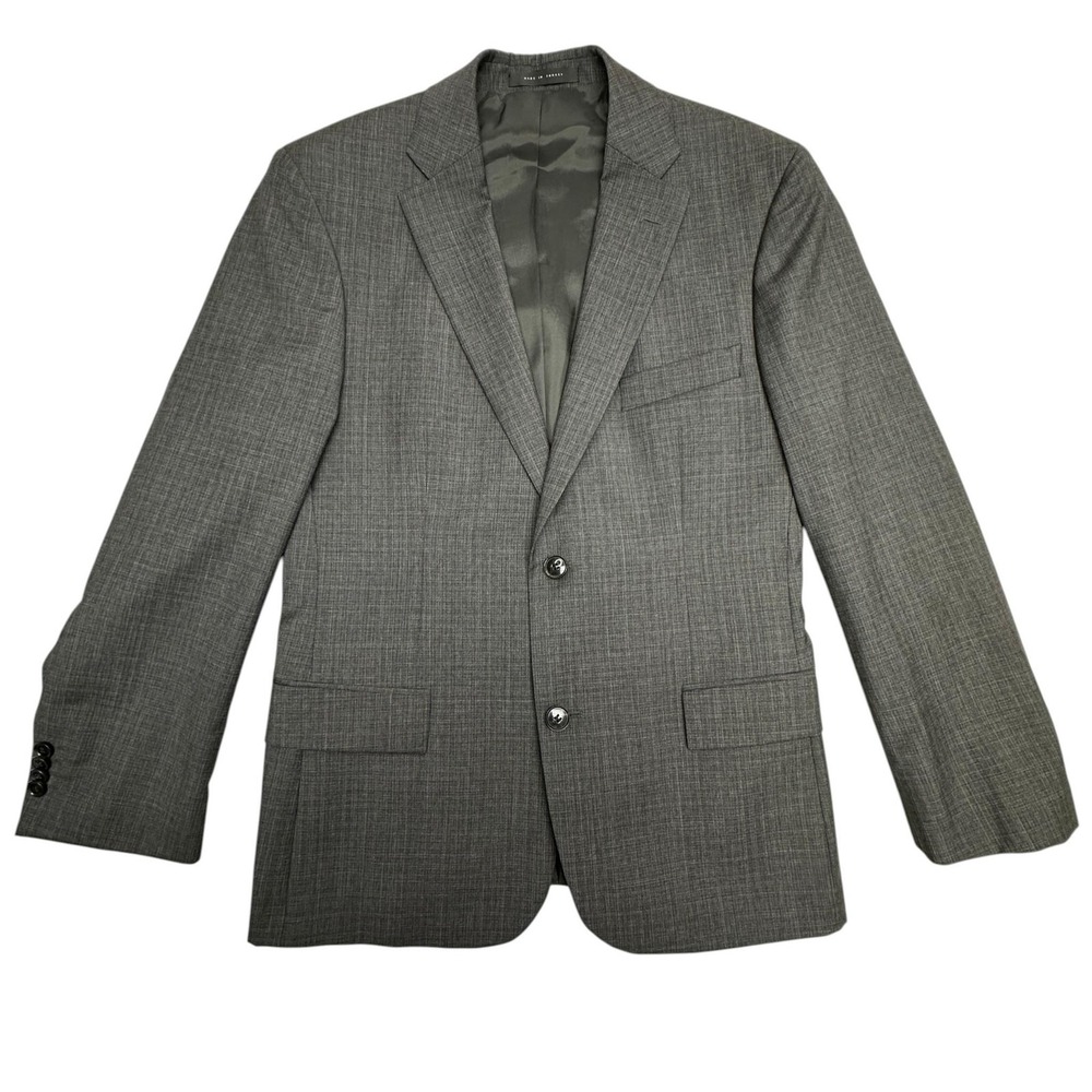 Hugo Boss Blazer Mens 38 Short Gray Wool Check Two Button Sport Coat Jacket
